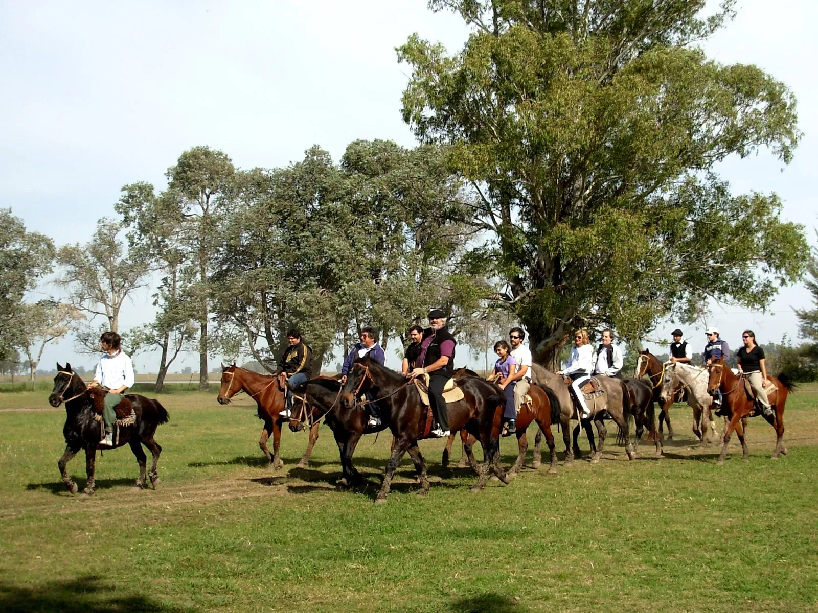 Festa Gaúcha em Buenos Aires Gauchos a cavalo em uma festa gaúcha na Estância Don Silvano ou Santa Susana.